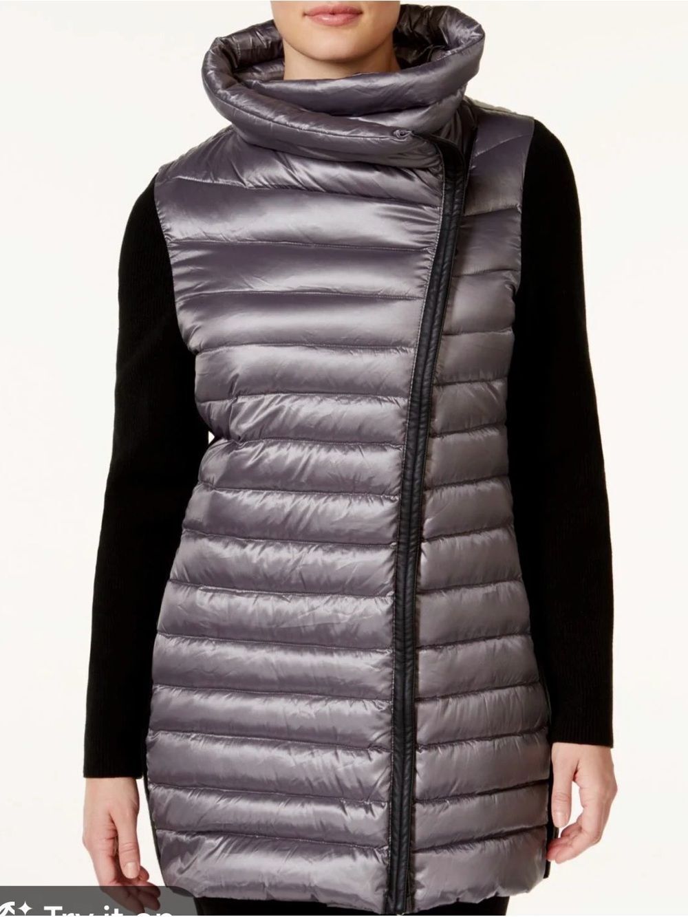 Calvin Klein Performance Asymmetrical Metallic Hybrid Puffer Jacket Size 1X